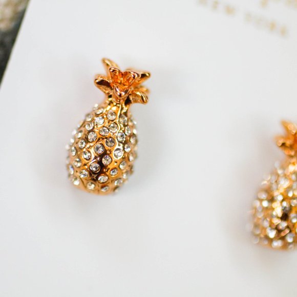 kate spade golden crystal pineapple fruits earrings stud - Picture 4 of 4